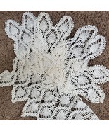 Vintage Handmade Crochet Doily Off White 9x6 &amp; 19x10&quot; SET OF 5 - $14.98