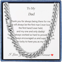Fathers Day Gifts for Dad, Cuban Link Chain Necklace for Men, Dad Son Br... - $21.30