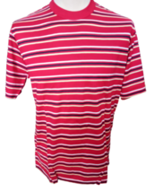 Men&#39;s short Sleeve lisle yarn Red Striped Cagi S/L Summer G. Neck - £32.40 GBP