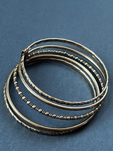 Connected 5 Thin Various Etched Silvertone Bangle Bracelet – 2.5 inches in diame - £10.46 GBP