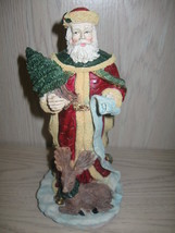 Figurine Statue Santa With List Tree &amp; Deer Windsor Collections  - £7.95 GBP