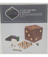 Dashing 5 in 1 Wooden Box Game Chess Checkers Backgammon Poker Dice  Gif... - $785.15 MXN