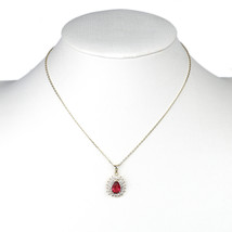 Timeless Faux Ruby &amp; Swarovski Style Crystal Pendant Necklace - £25.76 GBP
