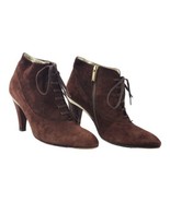 Taryn Rose Vero Cuoio Ankle Boots Brown Suede Lace-Up Size 8.5 - £28.68 GBP