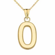 10k Solid Gold Small Milgrain Initial Letter O Pendant Necklace Personalized - £95.54 GBP+