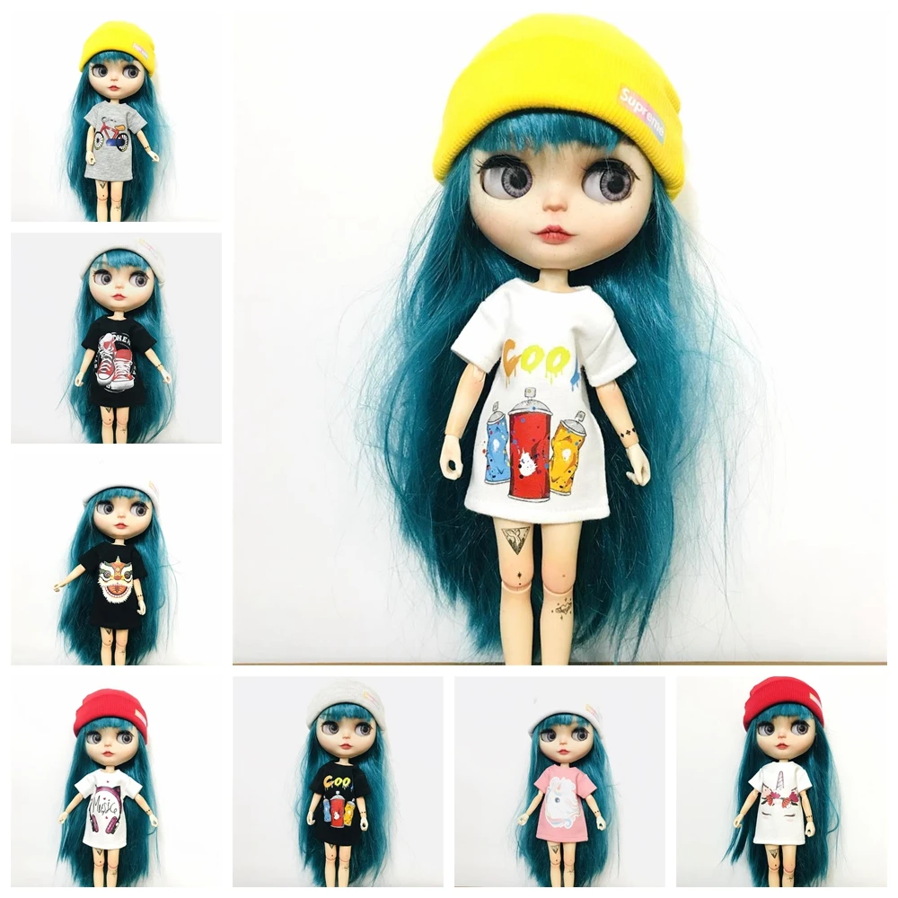1/6 Fashion Doll Clothes Blyth Long Style T-shirt  Accessories  Cartoon Printed - £9.82 GBP