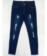 Men&#39;s Fashion Jeans Size L -32&quot; Waist x 31&quot; Long Blue Distressed Denim J... - $19.53 CAD