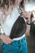 Leather Fanny Pack, Leather Hip Bag, Leather Waist Bag, Personalise Leat... - $95.00