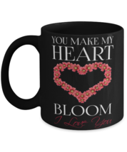 You make my heart Bloom - I love you-BLACK MUG, black Coffee Mug, Coffee Cup  - £18.43 GBP
