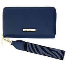 NEW Joy Luxe Leather  Double Wallet Wristlet with RFID Navy BLUE - £31.26 GBP