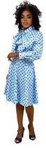 Ivan Fredericks VTG 70s Blue White Polka Dot Pussy Bow Dress Secretary M... - $97.02