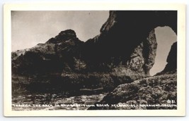 RPPC Through The Arch In Rowboat Twin Rocks At Low Tide Rockaway OR Postcard V24 - £7.12 GBP