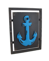 Zeckos Distressed Finish Blue Nautical Anchor on Panel Wall Hanging - £28.61 GBP