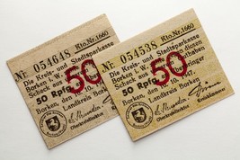 1947 Alemania 50 Pfennig Notgeld Notes. Post-Wwii Tema Borken, Lote De 2 - £83.09 GBP