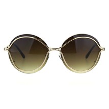 Womens Round Sunglasses Unique Gold Metal Rims Over Lens UV 400 - £16.67 GBP