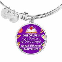 Express Your Love Gifts Teacher Appreciation Gift Engraved 18k Gold Circle Bangl - £58.36 GBP