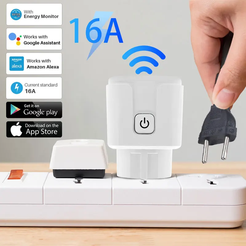 House Home Tuya WiFi EU Smart A 16A 220V Adapter Remote Wireless Remote Voice Co - £19.81 GBP