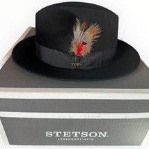 Vintage Stetson Sovereign Fedora Hat Black 57 Brand New With Box 7 1/8  - £148.45 GBP