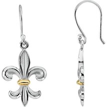 Sterling Silver and 14k Yellow Gold Fleur de Lis Earrings - $219.00