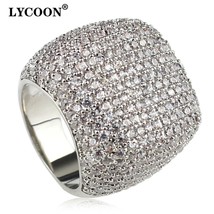 Elegant square ring silver plated inlay  Cubic Zirconia luxury wedding rings wom - £27.22 GBP