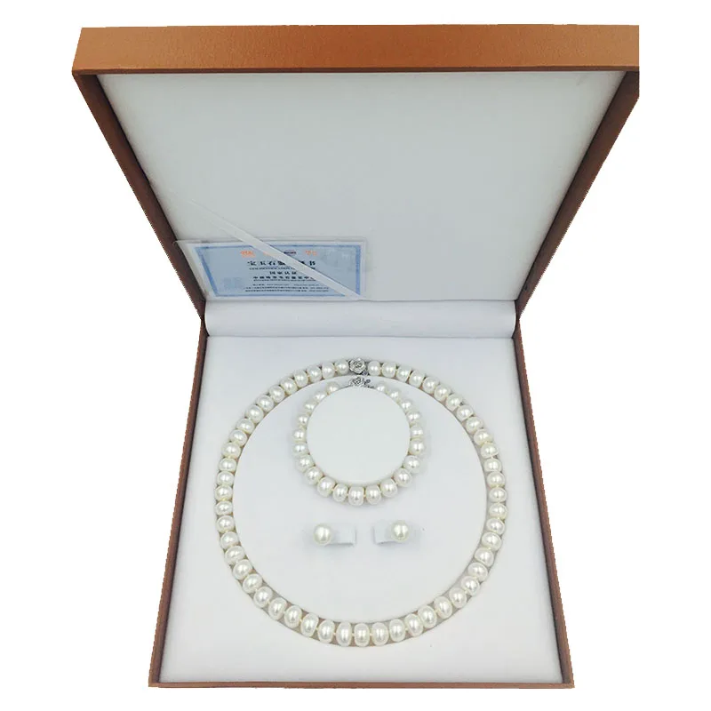 freshwater pearls bead necklace earring bracelet  jewelry Set 18inch length neck - £107.61 GBP