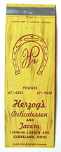 Herzog&#39;s Delicatessen &amp; Tavern - Cleveland, Ohio Restaurant 20FS Matchbook Cover - £1.36 GBP