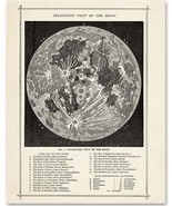 Moon Map Surfaces Art Space Vintage Antique - Moon Surface Phase Academi... - $44.99