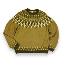 Vtg Scandinavian Handknitted Denmark Sweater Avocado Green Wool Fair Isl... - £61.19 GBP