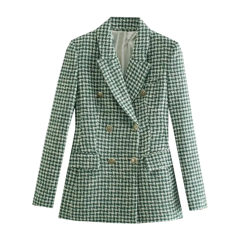 xikom Tweed Women Two pieces set Vintage v Neck Plaid Long Sleeve Slim Office La - £123.63 GBP