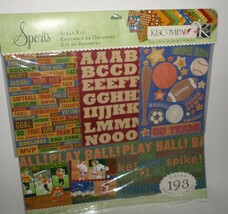 SPORTS Scrapbook Memory 193 Pieces Scrap Kit Stickers Paper Boys K&amp;Company  - $6.93