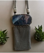 Long Chain Purse Pendant Necklace Silver Plated Cell Phone Holder Msrp $224 - $2,211.24 MXN