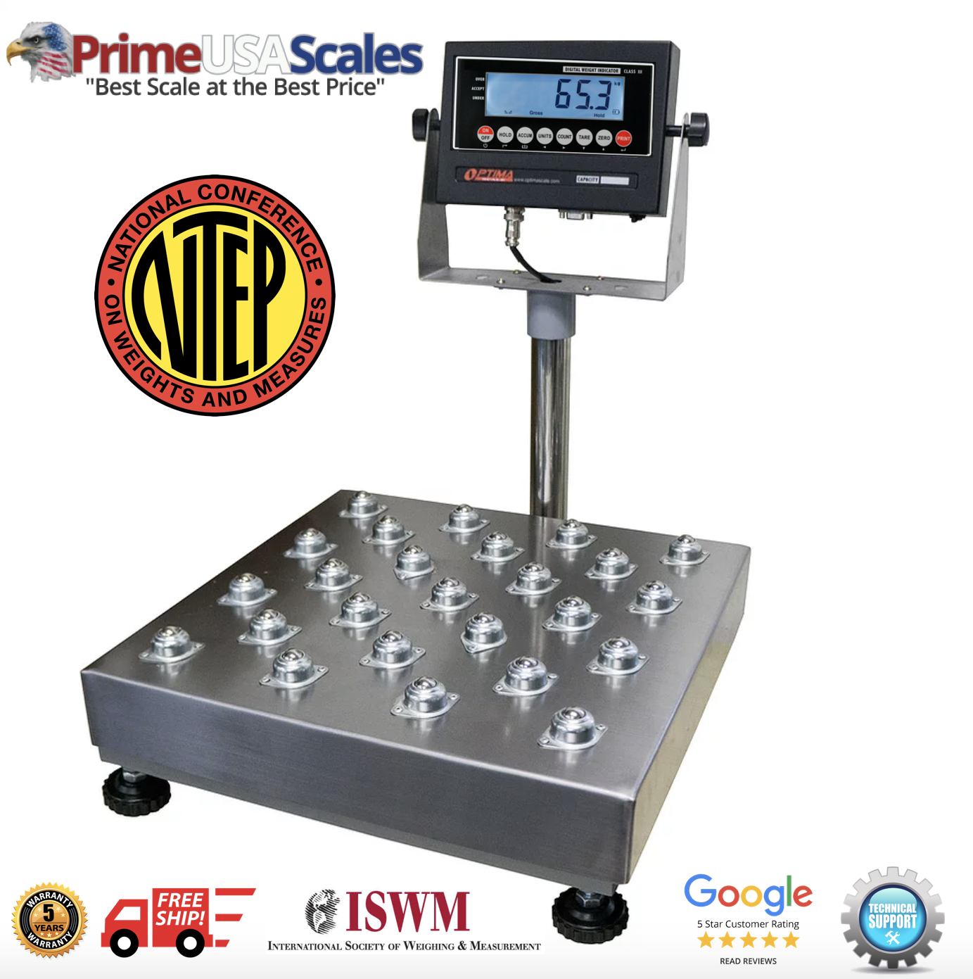 Primary image for OP-915-BT NTEP Ball Top Bench Scale 18"x18" 400 lb x .1 lb with a 5 Yr Warranty