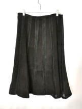 Vintage Mark Alan Skirt Womens Large  Black Suede Leather Flare Waist Zip Close - £54.59 GBP