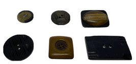 Lot 6 Vintage Plastic Black and Brown Novelty Buttons w/ Royalty Navy Corp - £15.78 GBP