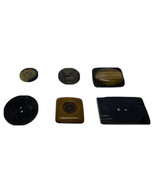 Lot 6 Vintage Plastic Black and Brown Novelty Buttons w/ Royalty Navy Corp - £15.48 GBP