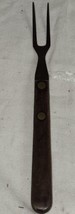 Vintage Wood Handle Brass Rivet Serving Fork Turkey Steak Thanksgiving 9... - $14.99