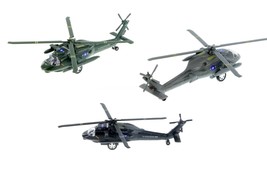 New 3Pc Set: 8&quot; Black Hawk Helicopter Diecast Army Military Model Airplane Toy U - $51.96