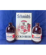 VTG Schmidt&#39;s Cold Beer Sign And Two Empty 12 Oz Stubby Beer Bottles Twi... - £31.51 GBP