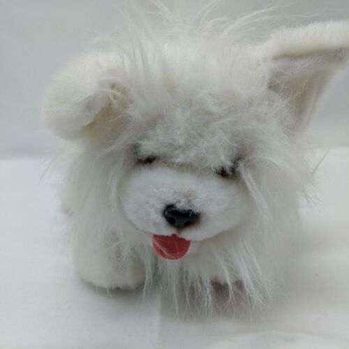FurReal Friends Smoochie Pup 2004 Animated Fluffy White Dog Sticks Out Tongue - £21.29 GBP