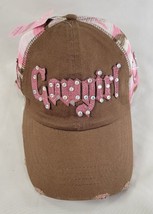 Blazin Roxx Cap Cowgirl Hat Crystal Bling Horseshoes Brown White Pink - $16.71