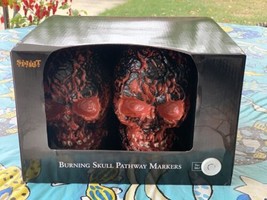 Light-Up LED Burning Skull Pathway Markers Halloween Decor Prop Spirit H... - £94.95 GBP