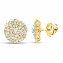 14kt Yellow Gold Womens Round Diamond Cluster Earrings 1 Cttw - £828.47 GBP