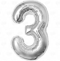 40 Inch Silver Foil &quot;3&quot; Balloon for Birthday Parties - £1.94 GBP