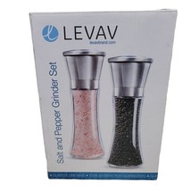 Levav Premium Salt and Pepper Grinder Set Brushed Stainless Steel 6 oz Modern - £19.97 GBP