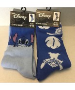 TWO NEW Disney Stitch Blue Unisex Crew Socks Size 9-13 - €10,71 EUR