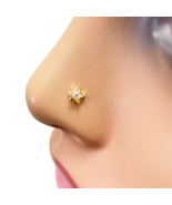 22ct Yellow Gold High Polished Cubic Zirconia Star Nose Stud/Pin 4mm Length - $101.50 CAD