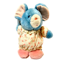 Vintage 1982 AmToy Plush Baby Soft Touch Blue Mouse Rattle Stuffed Animal 8 inch - £14.02 GBP