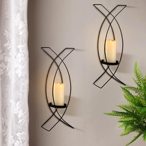 Set of Two Wall Sconces Metal Sconces Wall Candle Sconce Candle Holder Wall Lamp - £44.78 GBP
