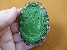 (CL25-15) WOMAN lady of the lake tree green CAMEO Pin Pendant brooch Necklace - £29.88 GBP