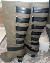 Jessica Simpson Gilly Boots In Olive Green And Black Size 8.5 Original Box Rare - $75.19